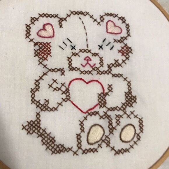 Hand Crafted Teddy Bear Embroidery Wall Decor‎ - Picture 3 of 6